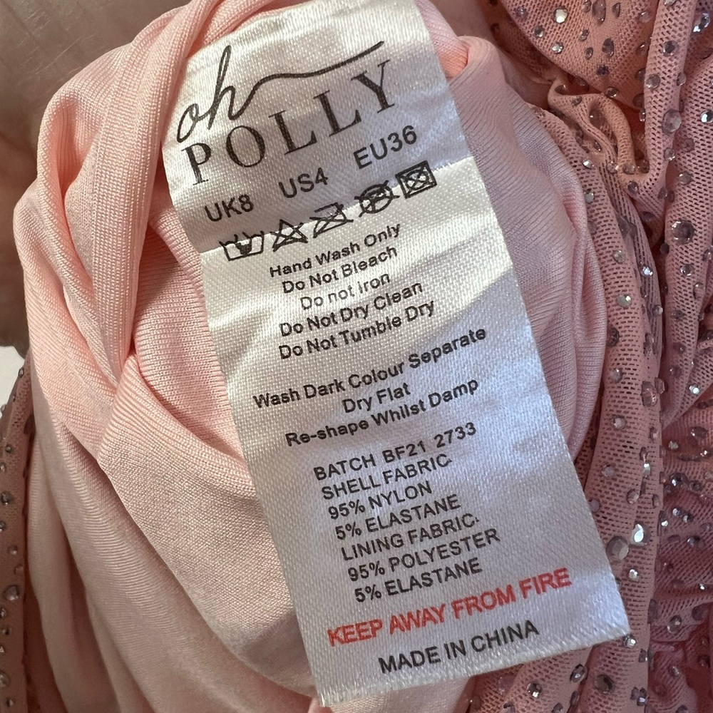 Oh Polly Pink Glitter Cowl Neck Ruched Mini Dress Bodycon Size US 4 - Picture 8 of 9